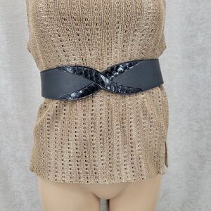 Janie Frickle Vintage Chic Western Black Leather Women's Corset Belt Under Bust